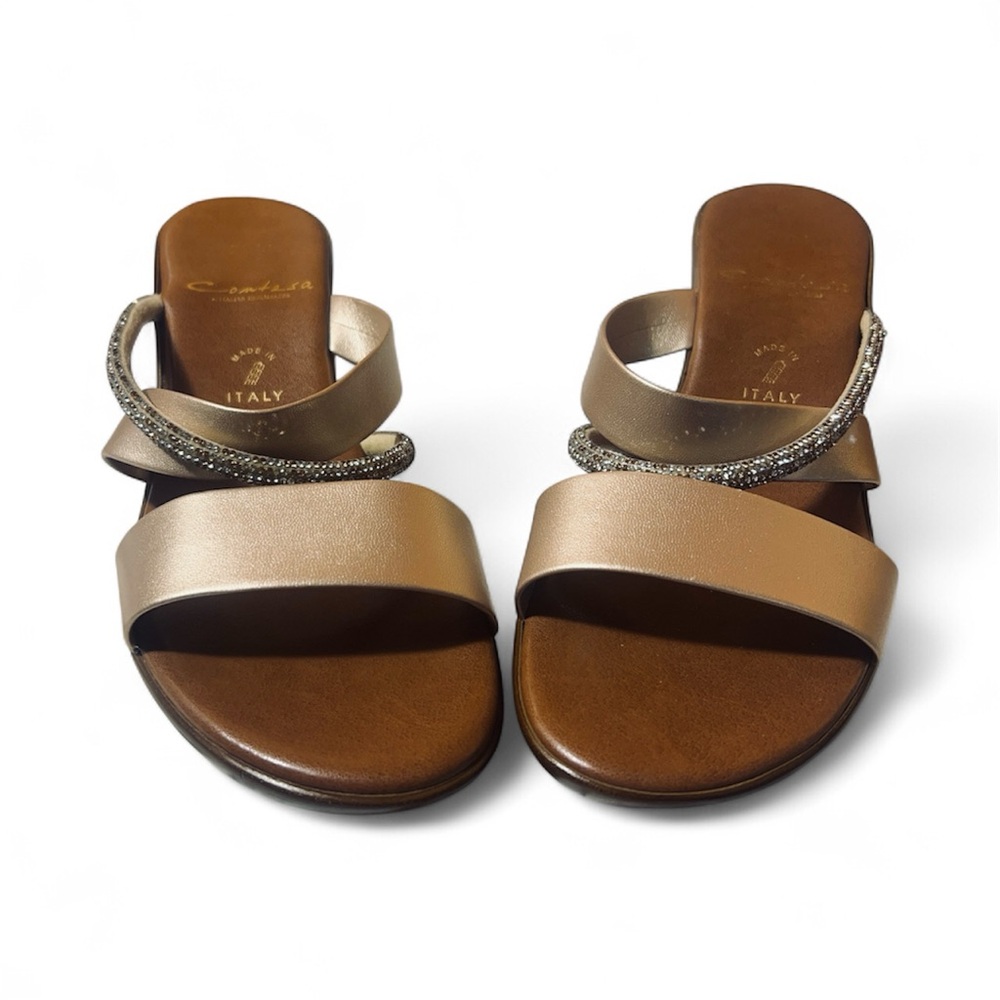 Elegant Brown Sandals with Glittering Straps
